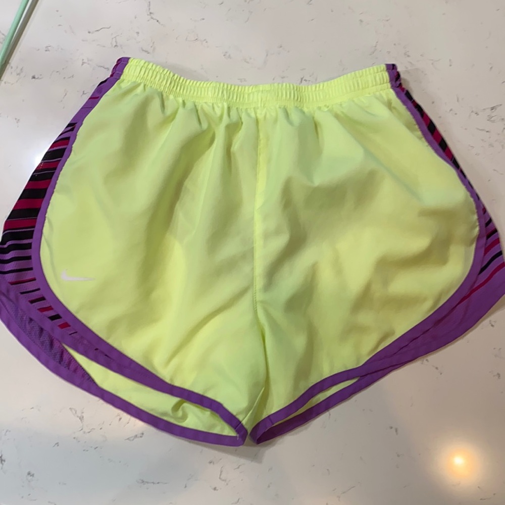 Nike Dri Fit Running Shorts yellow and purple Sz M